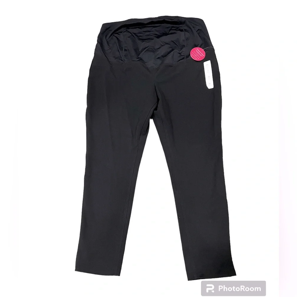 NWT Isabel Maternity Black Skinny Crossover Panel Pants Size 16